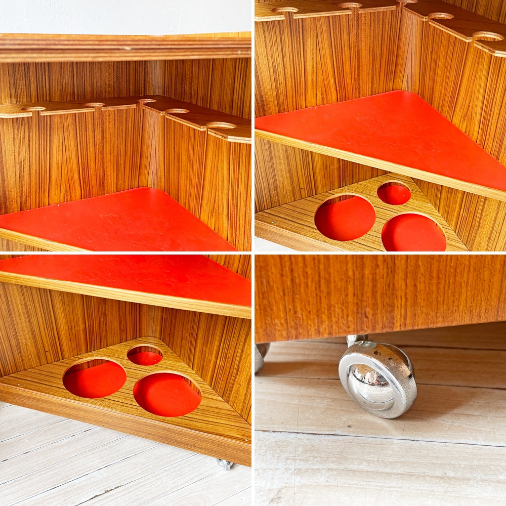 ビンテージ Vintage チーク材 スモールバーキャビネット ワゴン カクテルキャビネット サイドテーブル ★