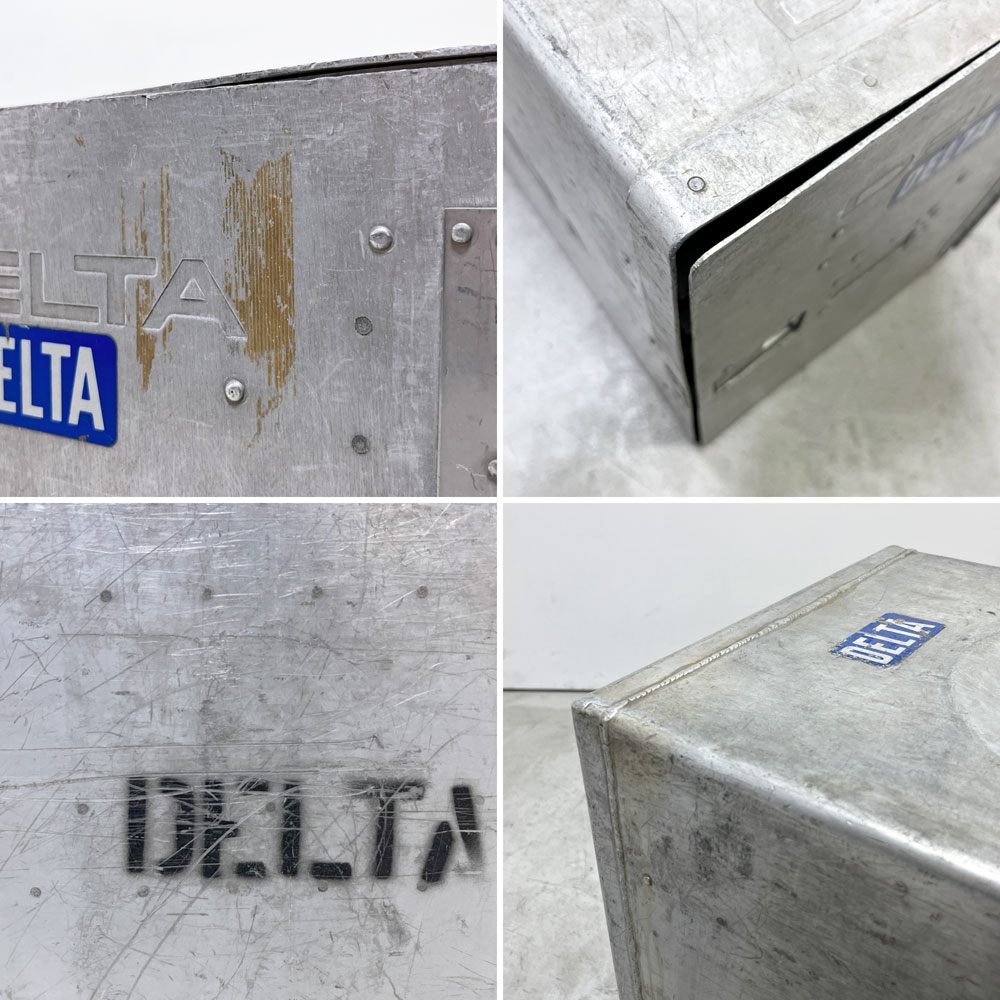 DELTA航空 ビンテージ ギャレーコンテナ ボックス Galley Box アルミ製 1ドア 6段 棚板付き 1960～70`s US Vintage C ●