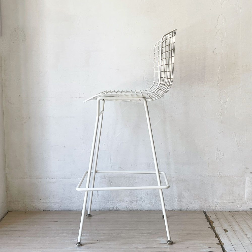 ノル Knoll Counter Height Stool カウンター ハイスツール ワイヤーチェア ホワイト ハリー・ベルトイア ミッドセンチュリー シートパッド付き ビンテージ ★