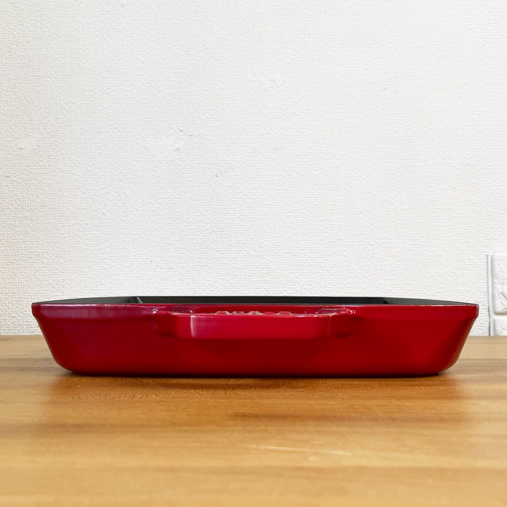 ストウブ STAUB ピュアグリル スクエア グリルパン チェリー 28cm 箱付 鋳物 フランス 定価￥27,500- ◎