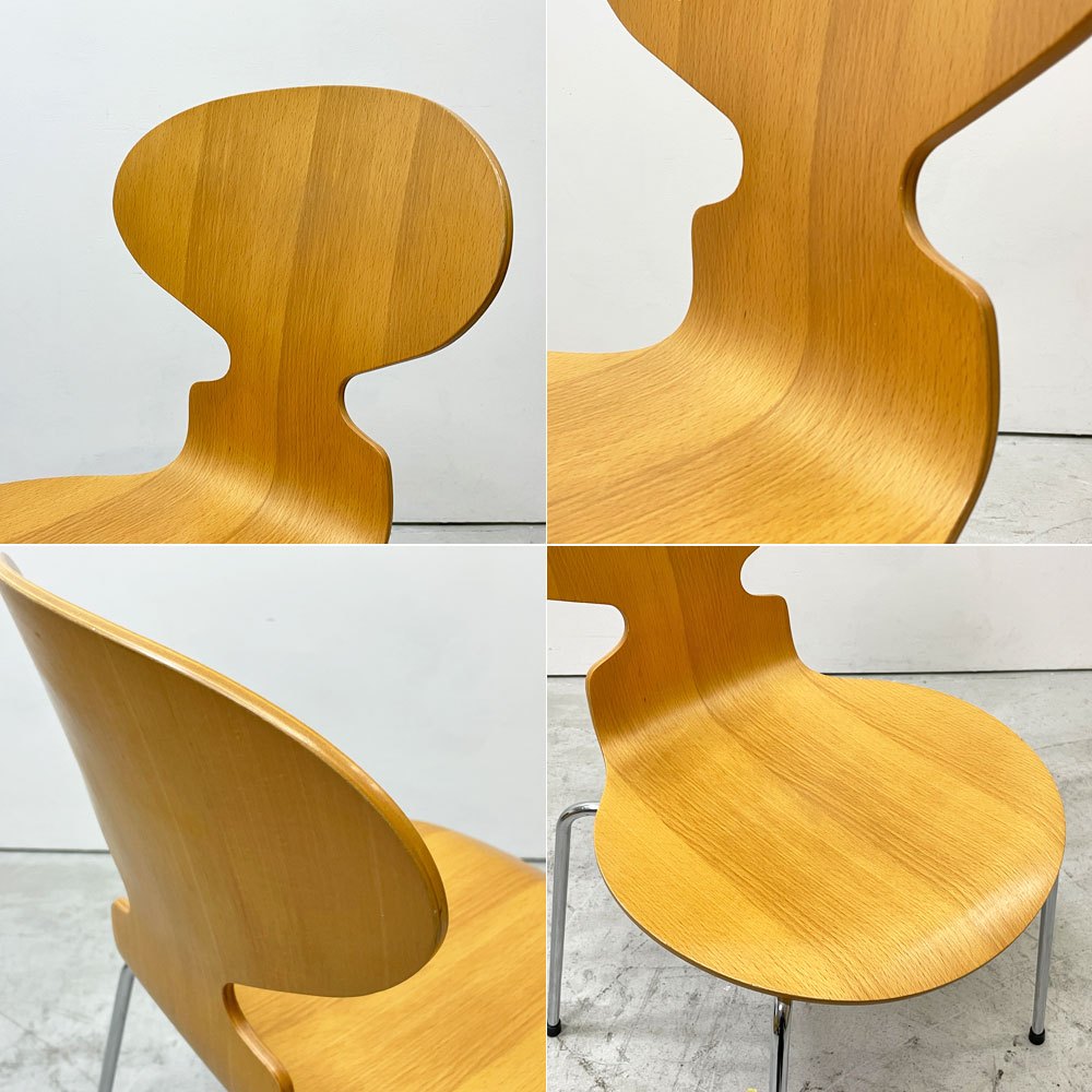 フリッツハンセン Fritz Hansen アントチェア 4本脚 ナチュラルビーチ ラッカー アルネ・ヤコブセン 北欧家具 L ●