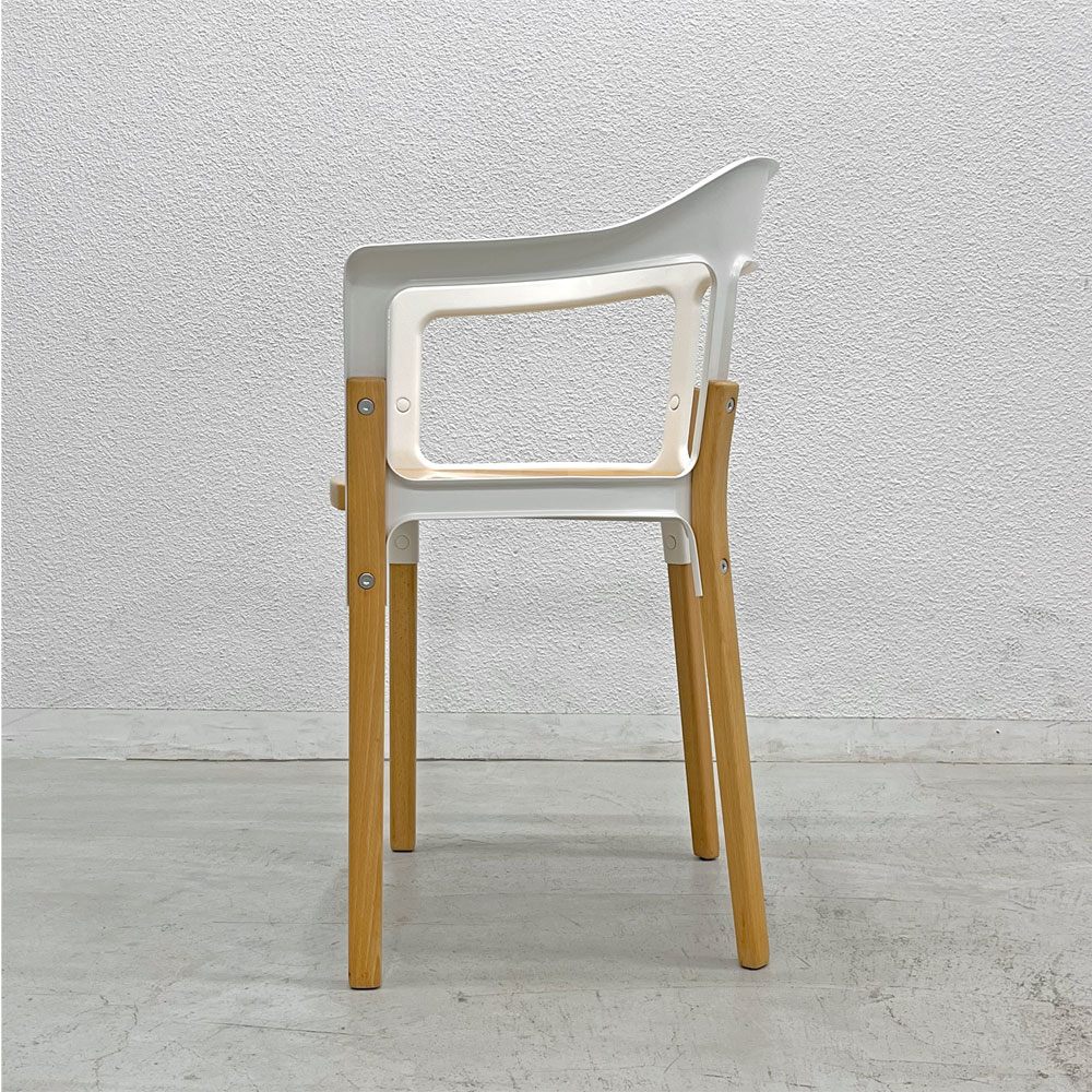 マジス MAGIS スティールウッドチェア アームチェア ホワイト × ビーチ材 ロナン & エルワン・ブルレック イタリア 〓
