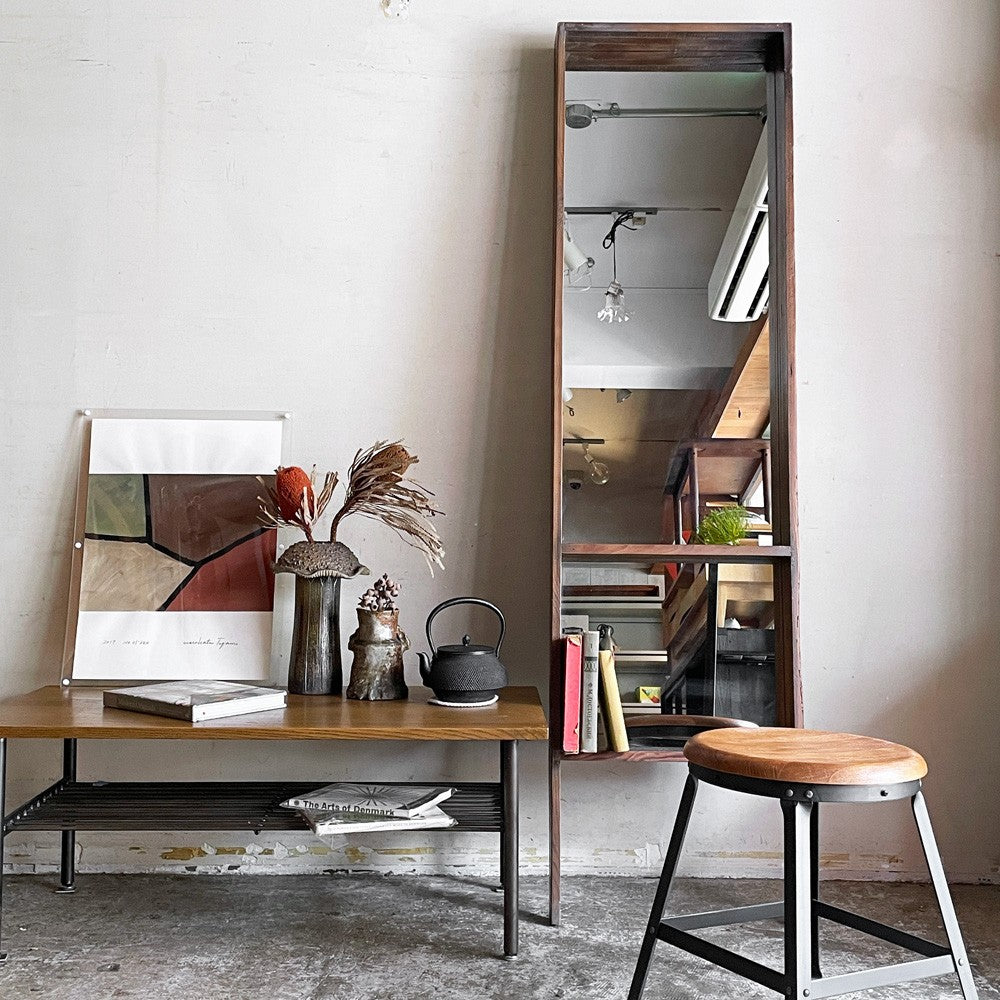 ジャーナルスタンダードファニチャー j.s.F オールドエルムミラー OLD ELM MIRROR スタンドミラー ニレ古材 立てかけ式 H177cm 廃番 ■