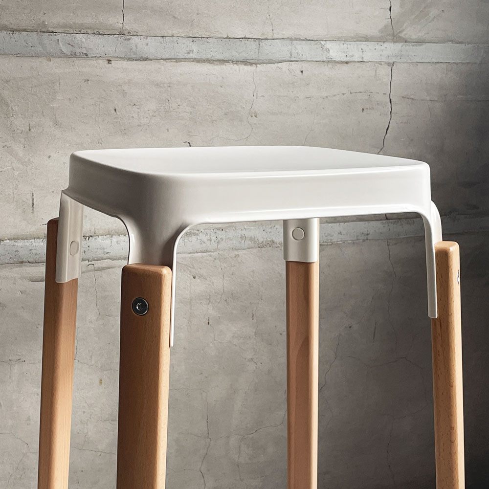 マジス MAGIS スティールウッドスツール Steelwood Stool ハイスツール カウンターチェア ホワイト × ビーチ H68cm ロナン＆エルワン・ブルレック ♪