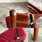 北欧ビンテージ Scandinabian Vintage チーク材 ダイニングチェア ラダーバック レッド系 ストライプ柄 北欧家具 A ■