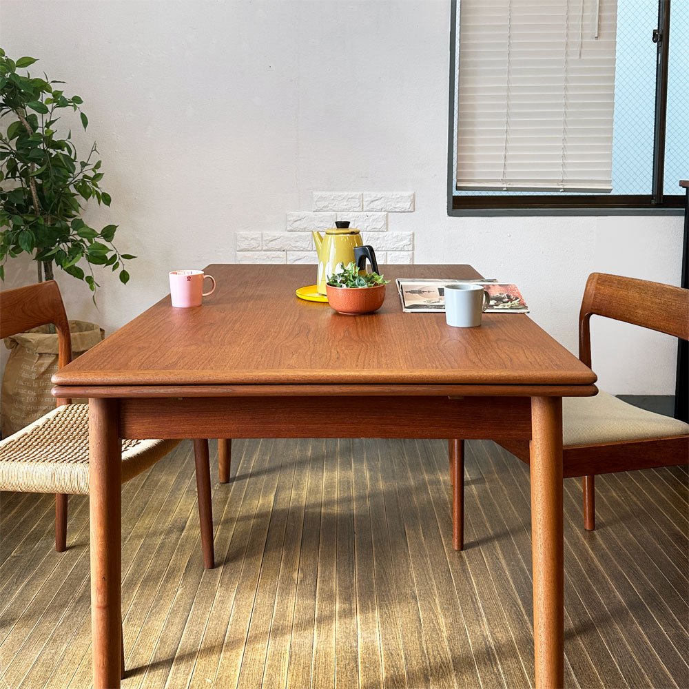 デンマークビンテージ Danish Vintage エクステンション EX ダイニングテーブル W139-192.5-246cm チーク材 伸長式 北欧家具 ◎