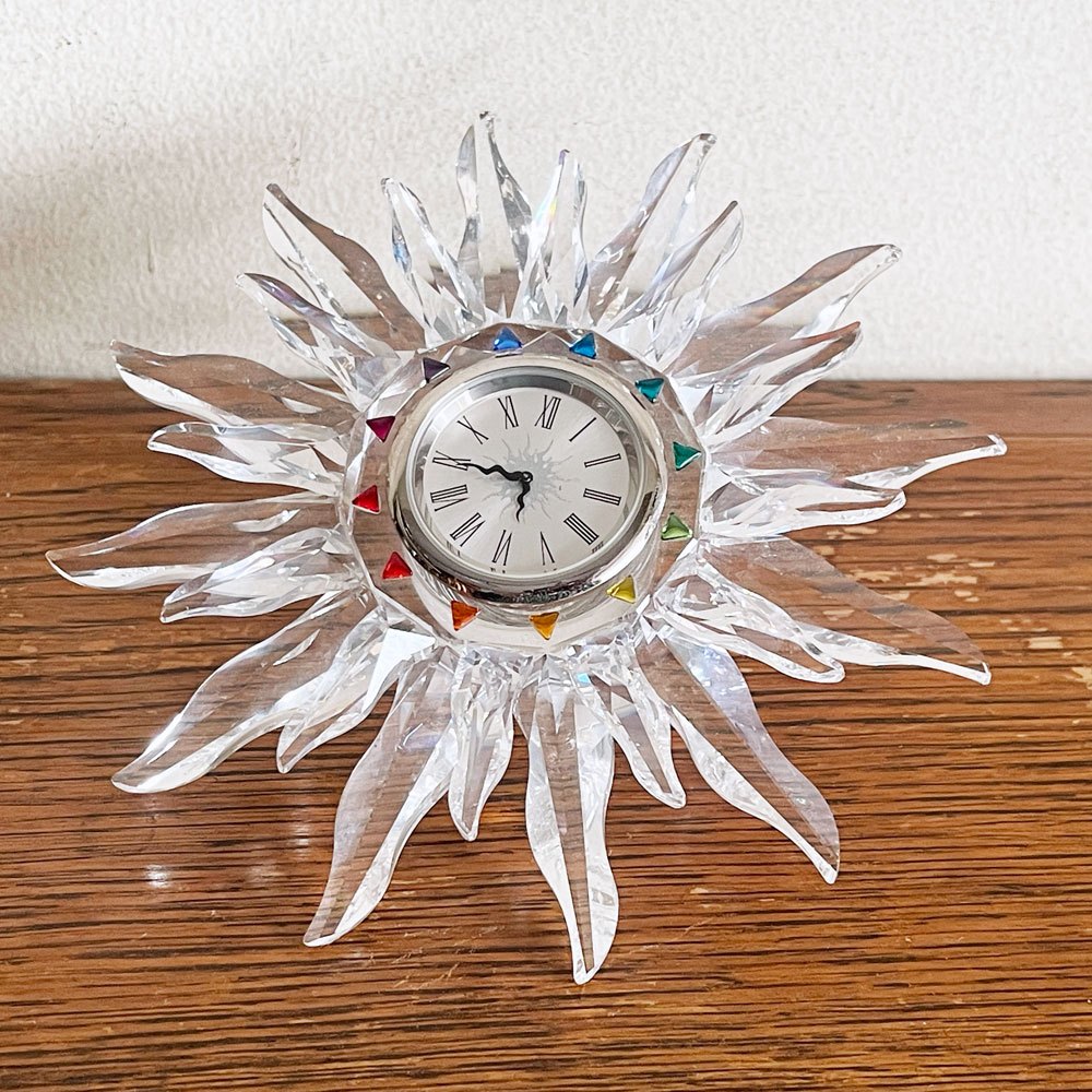 スワロフスキー SWAROVSKIソラリス Solaris テーブルクロック クリスタル 置き時計 箱付き 廃番 ■