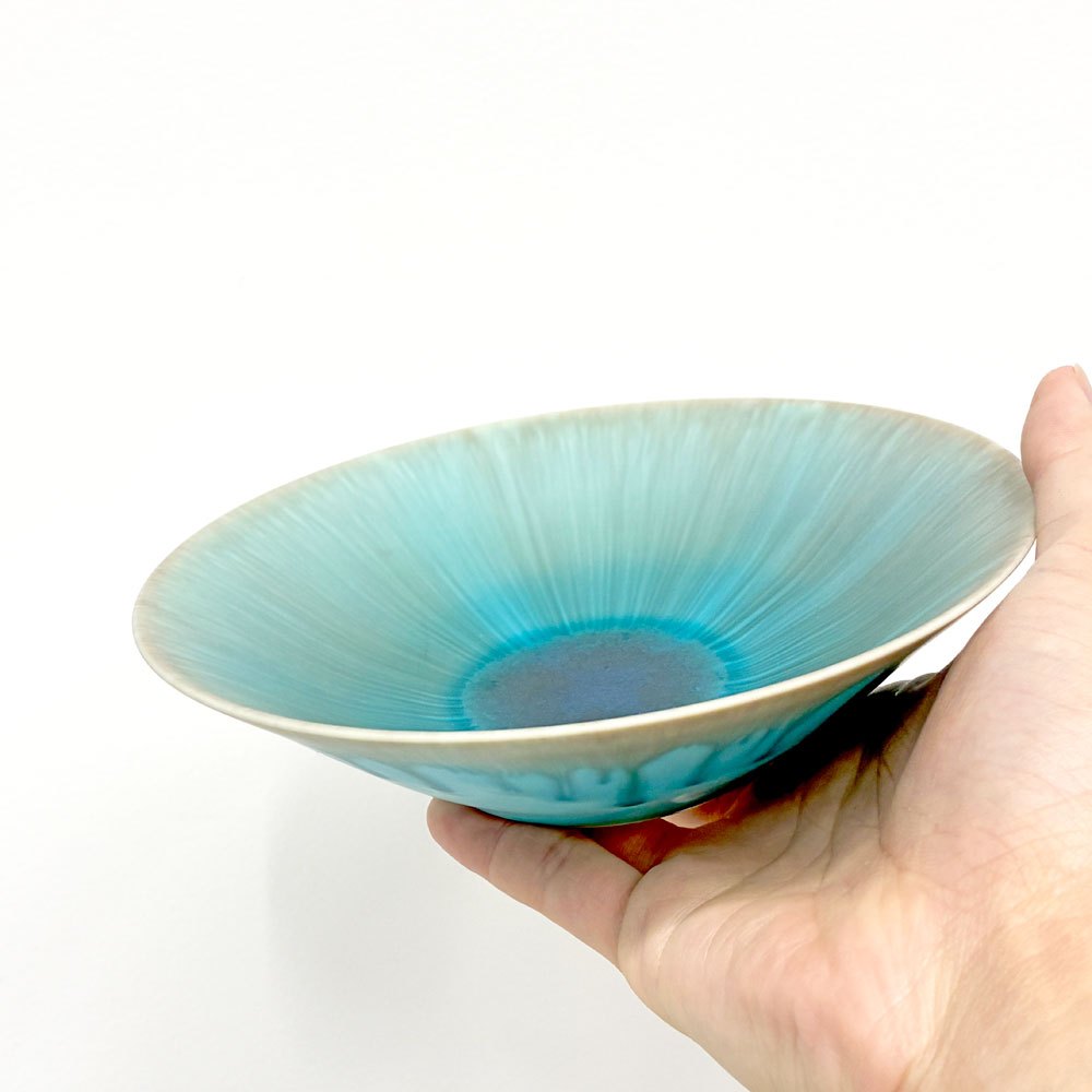和田山真央 Masahiro Wadayama 朝顔鉢 17cm めん鉢 丼 ブルー 現代作家 ◎