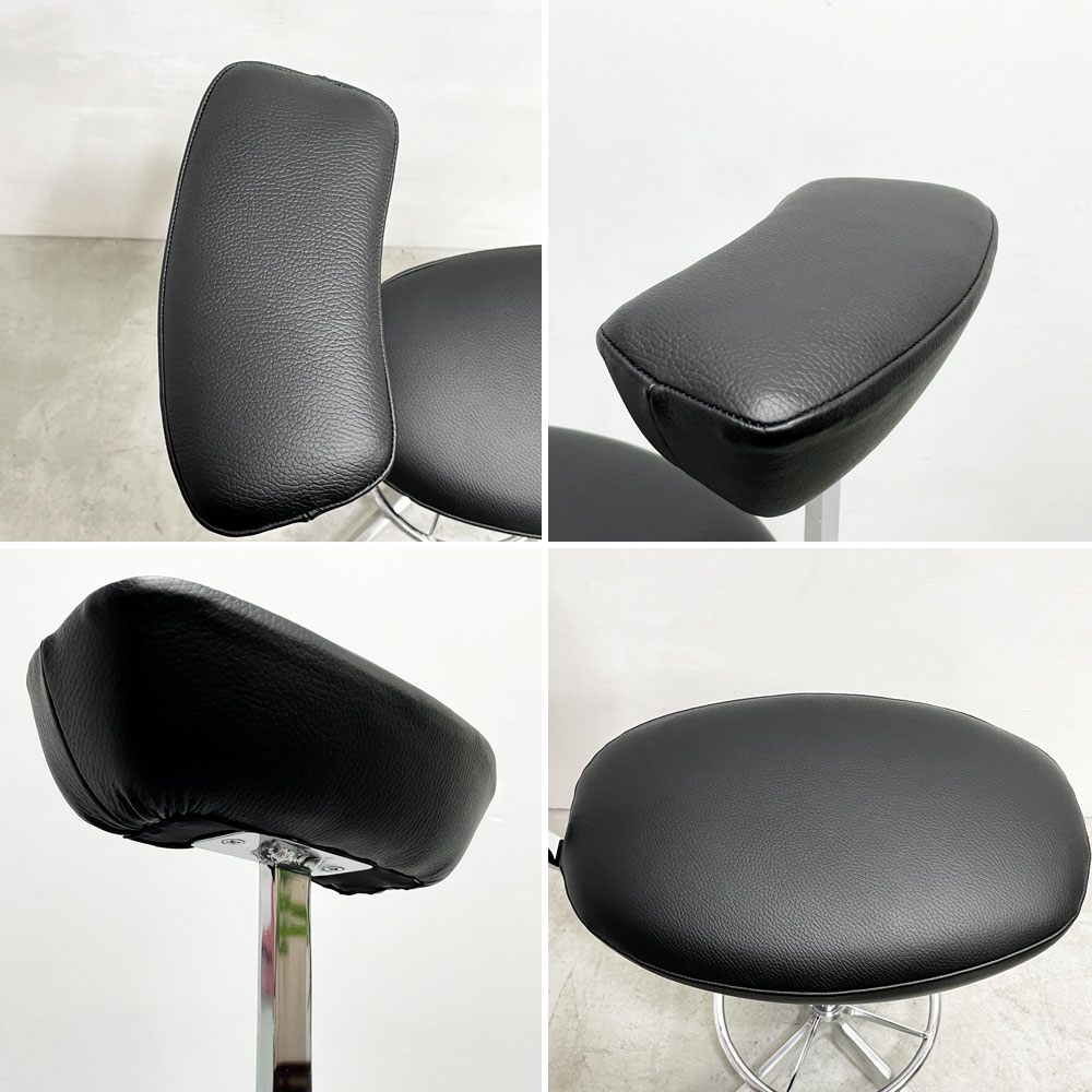 ハーマンミラー Herman Miller AO-1シリーズ パーチ Perch ワークチェア ドラフティングスツール 本革 ブラックレザー 昇降 ビンテージ ジョージネルソン 座面張替済み ●