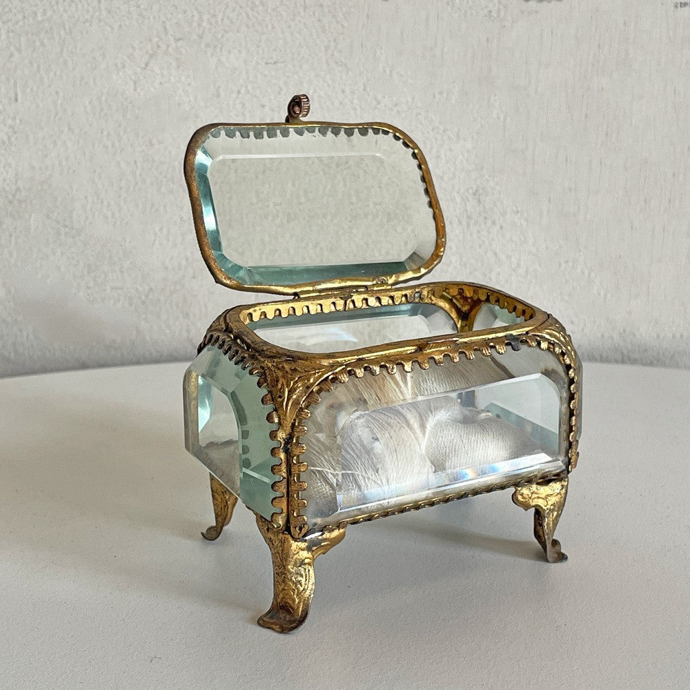 フランスビンテージ france vintage ジュエリーケース 真鍮×ガラス  レクタングル 小物入れ アンティーク ■