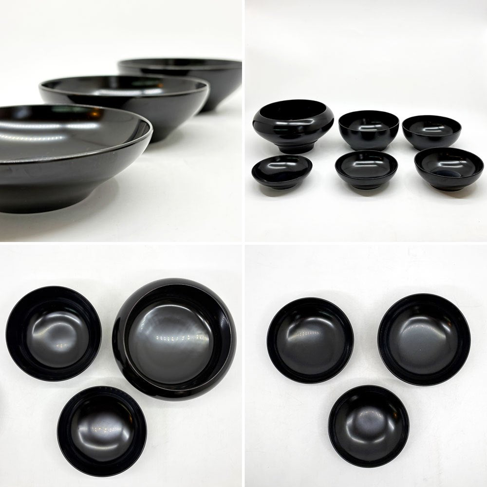 応量器 六椀重ね 蓋付 漆椀 漆器 和食器 黒塗 入れ子構造 ミニマルデザイン 伝統工芸品 B ●