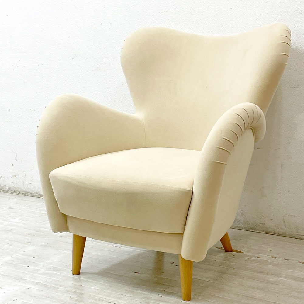 イデー IDEE ラビットラウンジ LOVE-IT LOUNGE ラウンジチェア 1pソファ ラムース生地 アイボリー ●