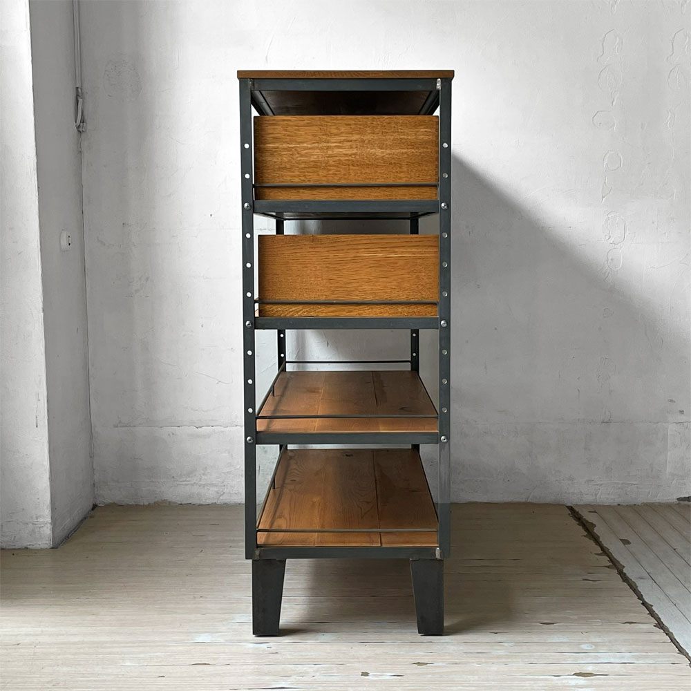 トラックファニチャー TRUCK FURNITURE AG シェルフ AG SHELF S ＋ AG BOX L 6個 ナラ材 オーク材 スチール インダストリアル 定価￥250,800- ★