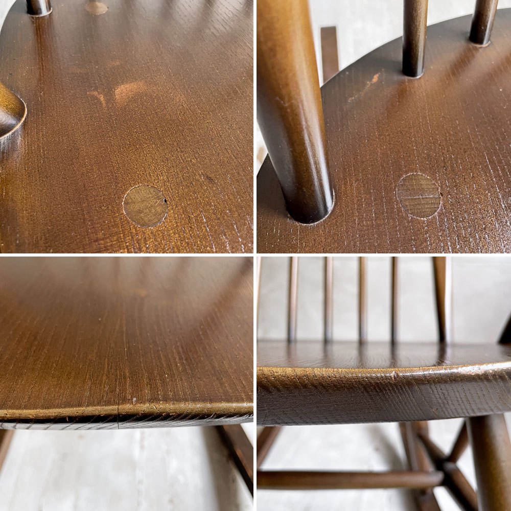 アーコール Ercol クエーカー ロッキングチェア アームチェア コロニアル ブラウン エルム材 ビーチ材 UKビンテージ 英国家具 ♪