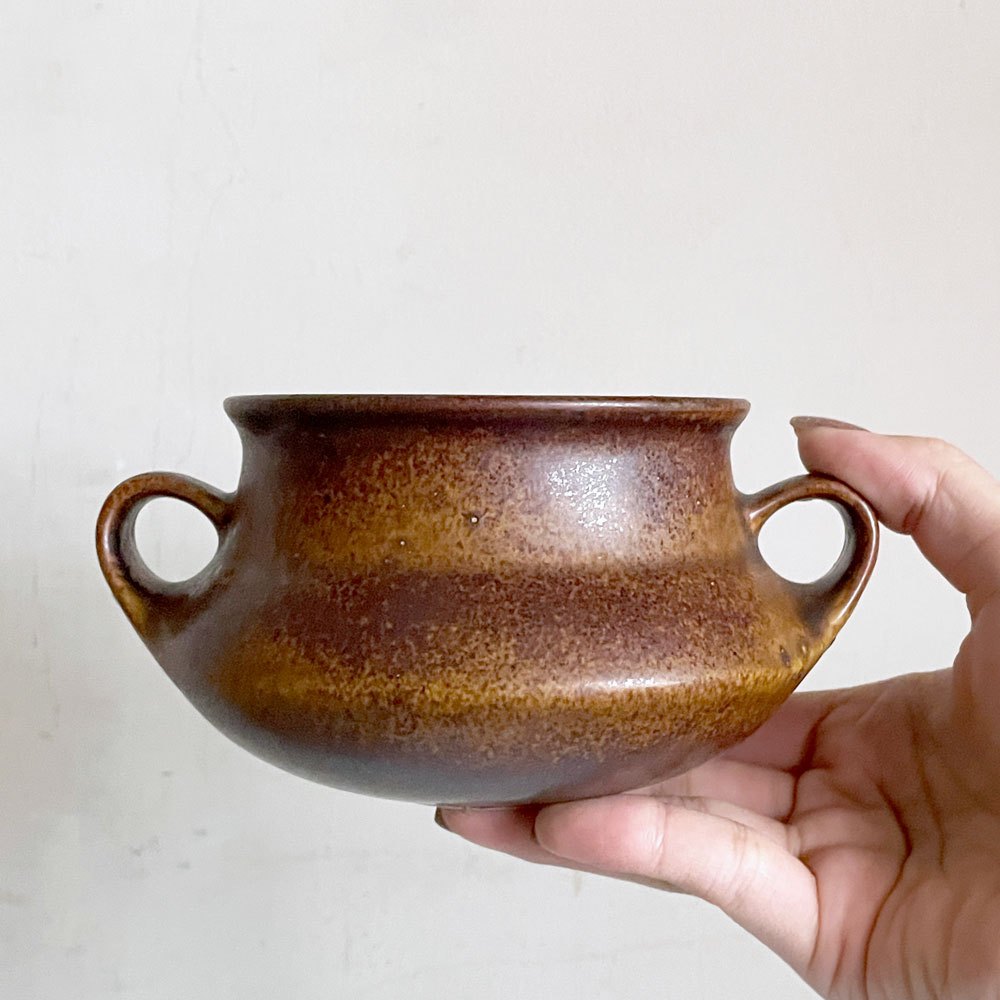 アラビア ARABIA ルスカ RUSKA フラワーポット プランターカバー 花器 スープボウル 把手付き H8cm ウラ・プロコッペ フィンランド 北欧ビンテージ ■