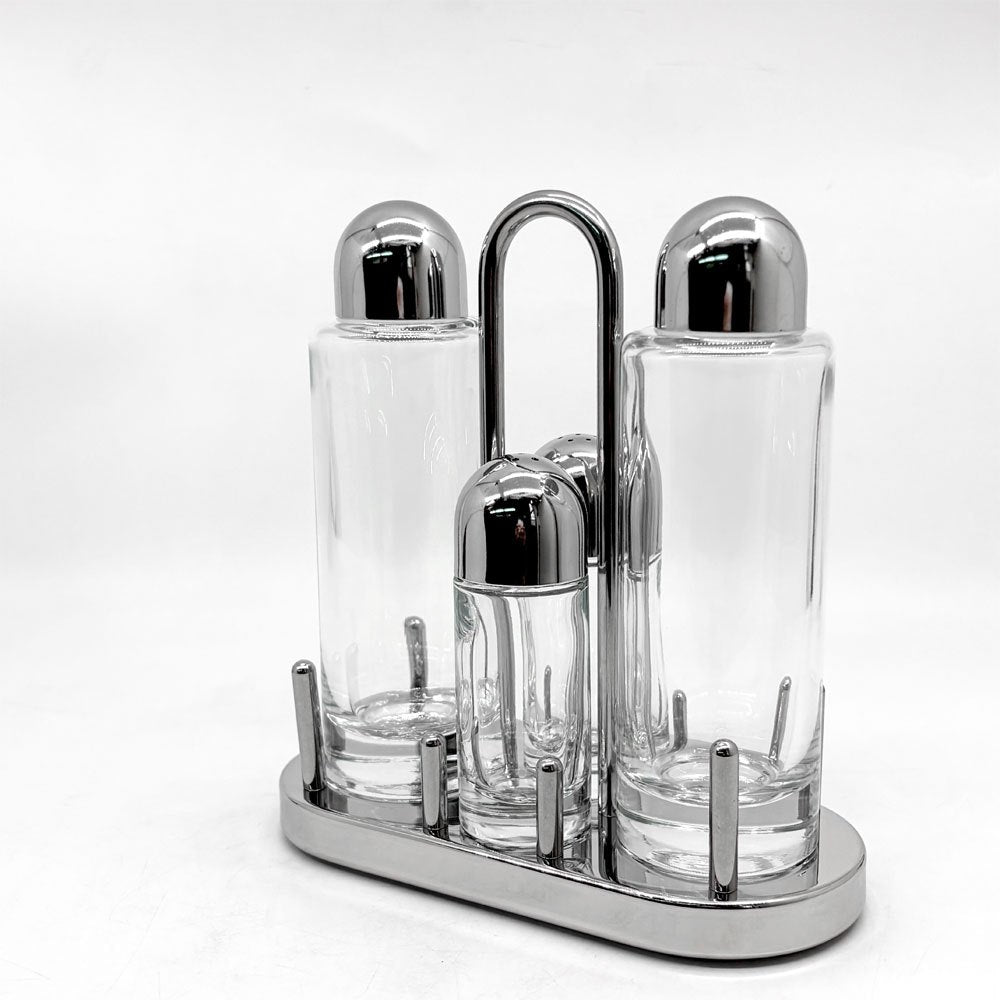 アレッシィ ALESSI 5070 調味料入れ コンディメントセット (オイル&ビネガー＆ソルト＆ペッパー) エットーレ・ソットサス Ettore Sottsass イタリア ●