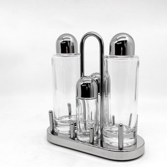 アレッシィ ALESSI 5070 調味料入れ コンディメントセット (オイル&ビネガー＆ソルト＆ペッパー) エットーレ・ソットサス Ettore Sottsass イタリア ●