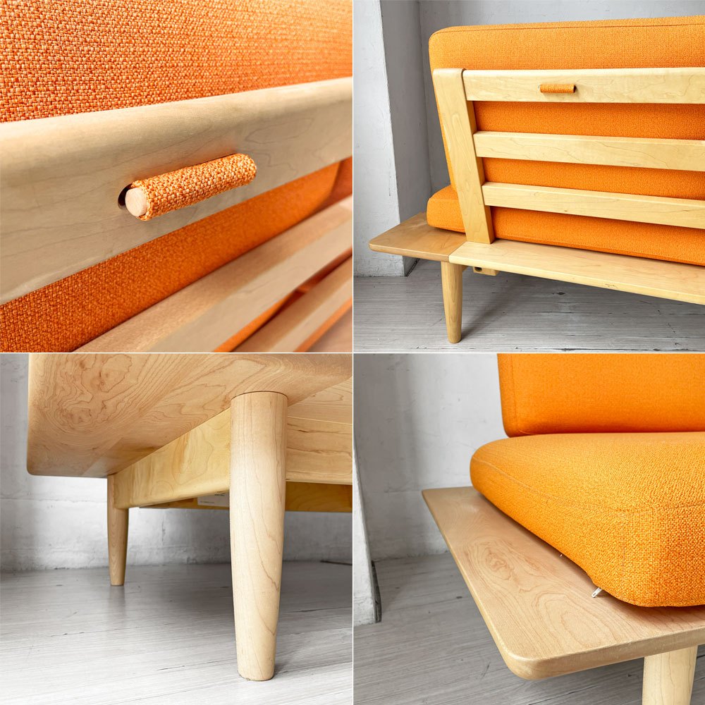 コサイン cosine プラットソファ 2Pソファ メープル材 オレンジ カバーリングファブリック W151cm SO-01N 定価￥264,000- ★