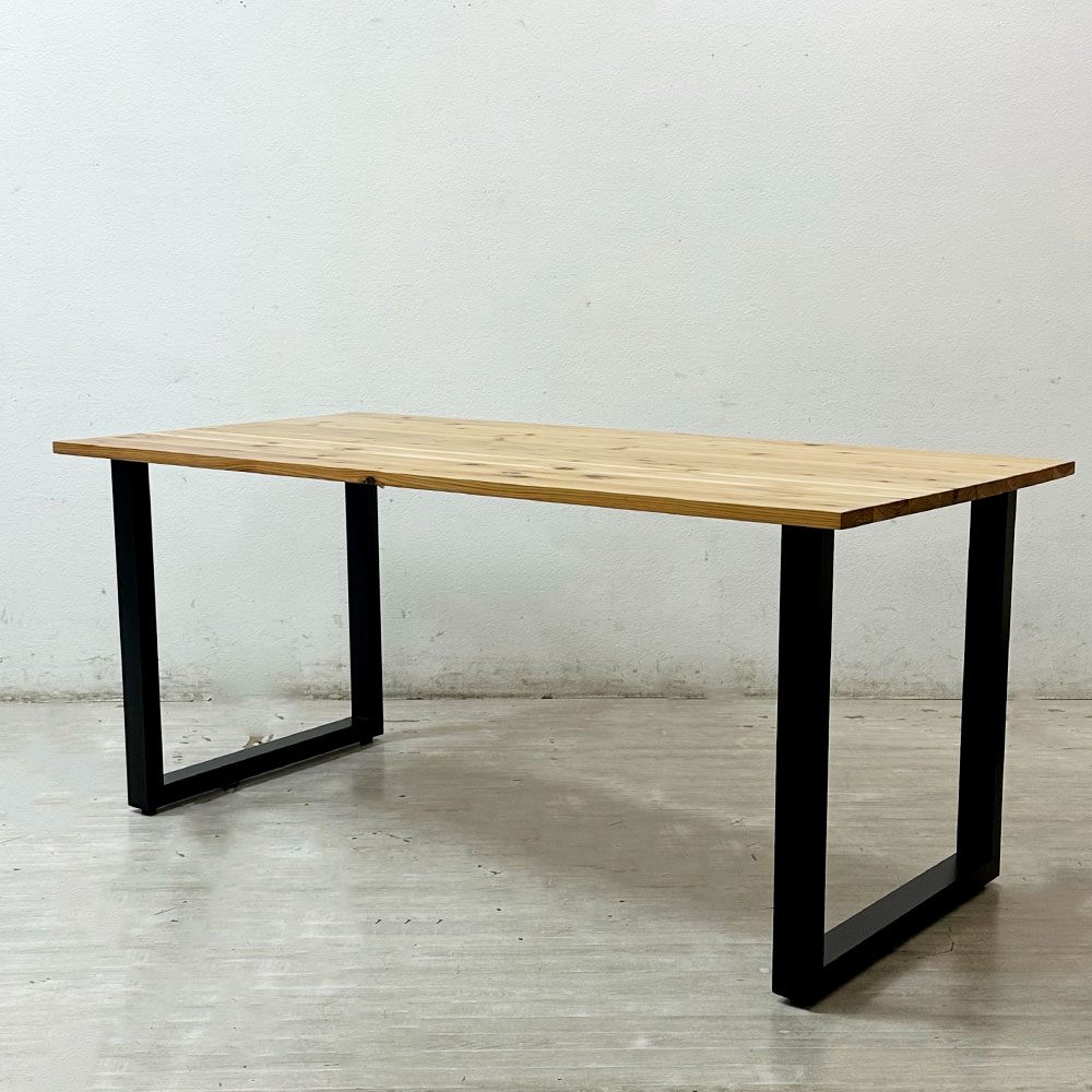 かなでもの KANADEMONO ザ・テーブル THE TABLE デスク 杉無垢材 スチール スクエアレッグ ブラック W160cm ナチュラルデザイン ●
