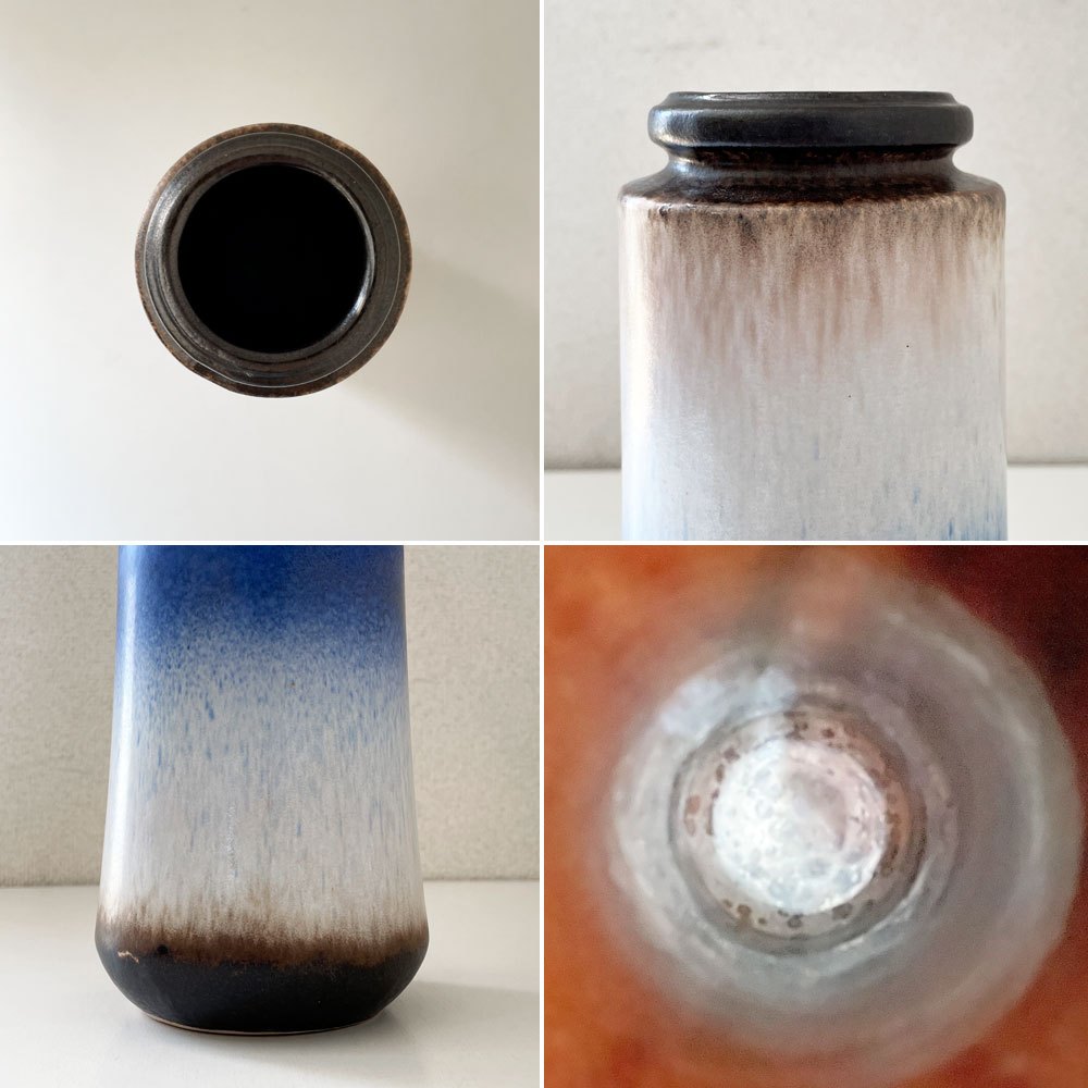 ファットラヴァ FAT LAVA シューリッヒ Scheurich フラワーベース 花瓶 ホワイト×ブルー H26.5cm 西ドイツ West Germany ビンテージ ◎