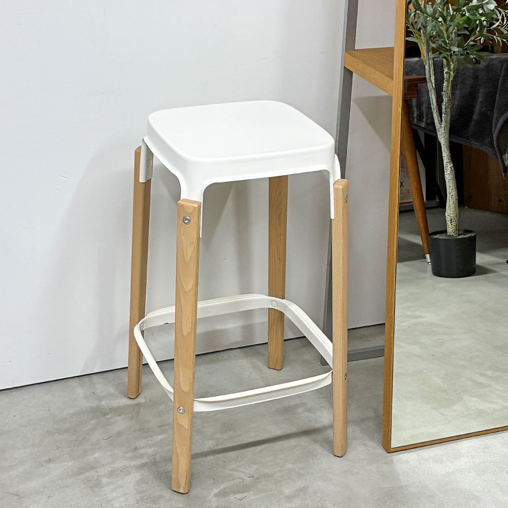 マジス MAGIS スティールウッドスツール Steelwood Stool ハイスツール カウンターチェア ホワイト × ビーチ H68cm ロナン＆エルワン・ブルレック 定価￥86,900- ◎