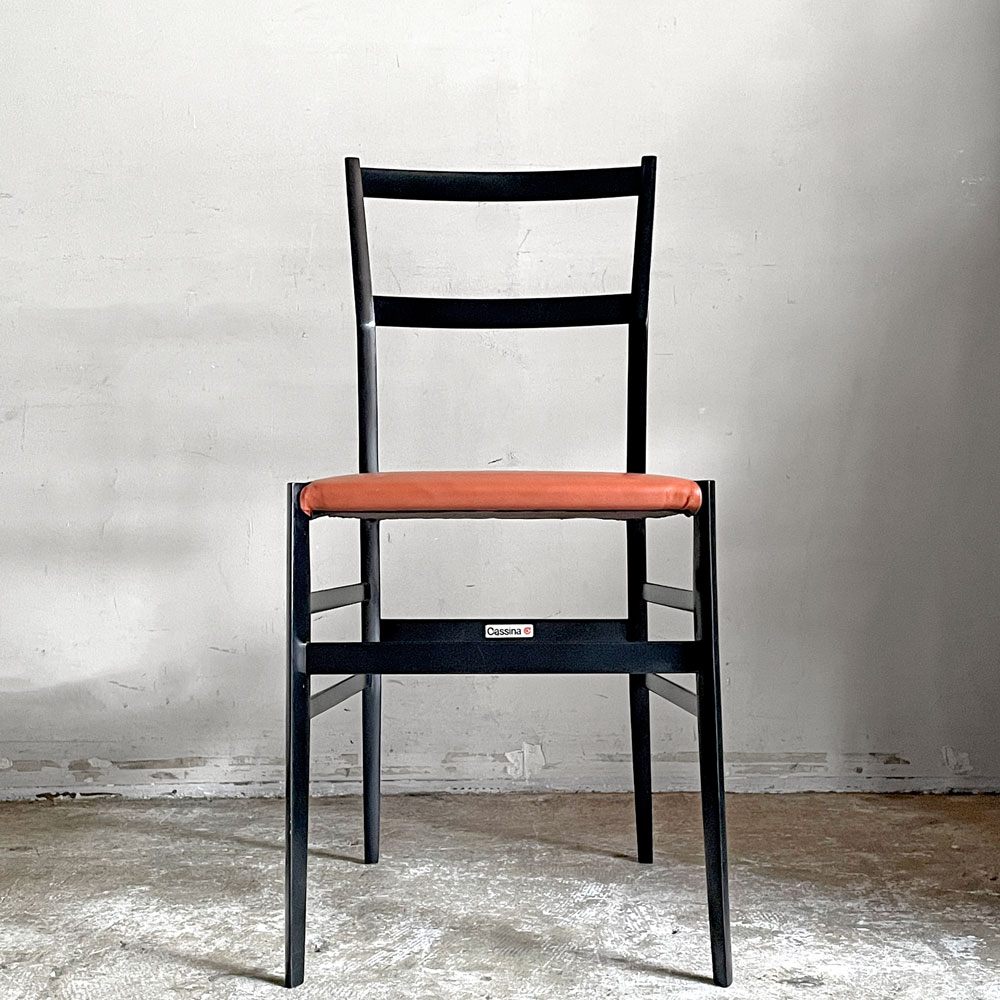 カッシーナ Cassina 699 スーパーレジェーラ SUPERLEGGERA チェア ダイニングチェア ブラックカラー アッシュ材 レザーシート ジオ・ポンティ ■