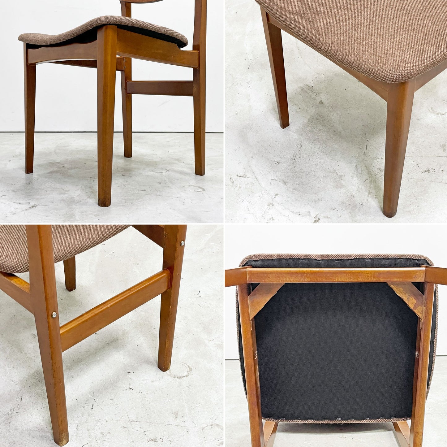 UKビンテージ UK Vintage ダイニングチェア サイドチェア チーク材 プライウッド ベージュ ファブリック 英国家具 北欧デザイン A ●