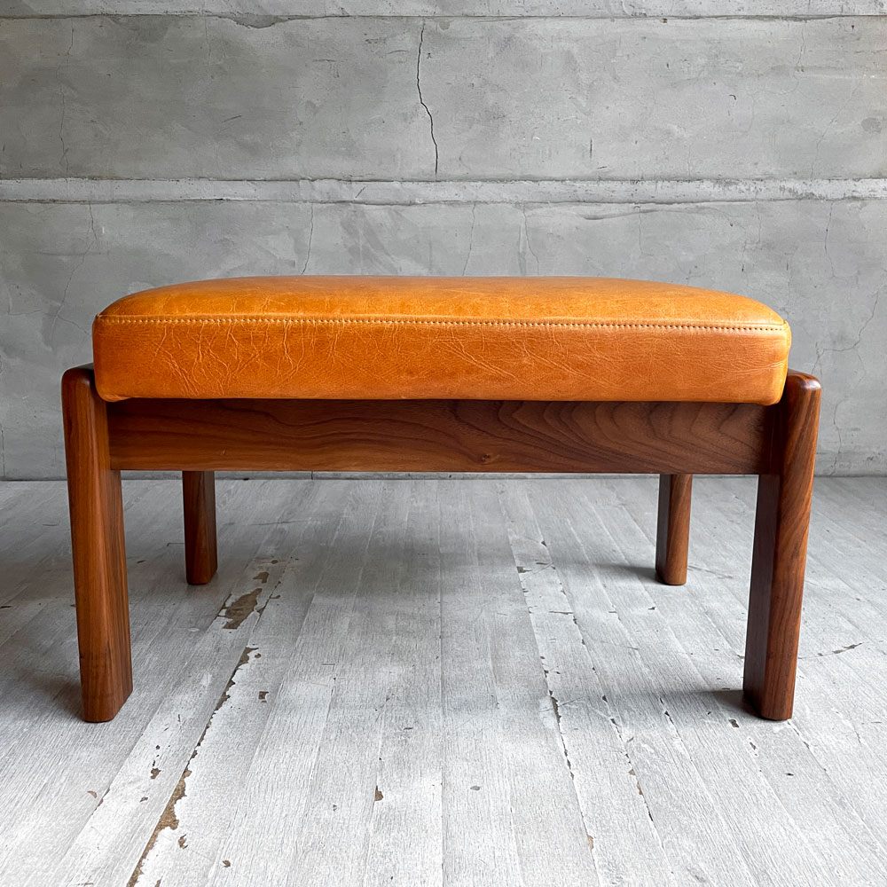 ナガノインテリア NAGANO INTERIOR リアル REAL ツムギ スツール tsumugi stool オットマン ウォールナット無垢材 本革 レザー ♪