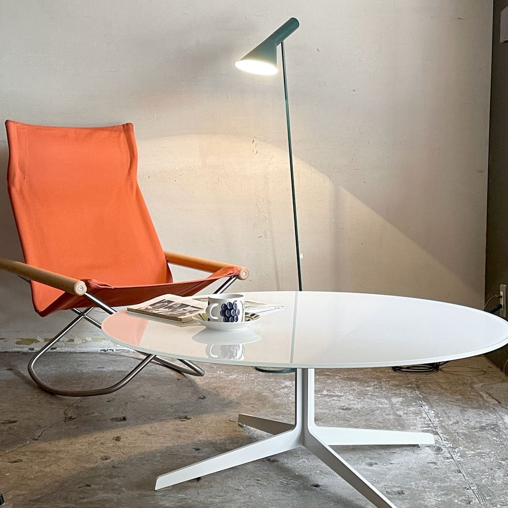 フリッツハンセン Fritz Hansen スペーステーブル SPACE TABLE コーヒーテーブル ローテーブル Φ100cm ラウンド ガラス天板 スチールレッグ イエス＋ラウブ 廃番 ■