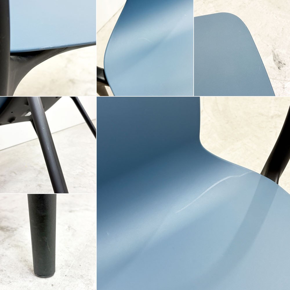 ヴィトラ Vitra ベルヴィルチェア Belleville Chair ダイニングチェア スタッキングチェア シーブルー ロナン & エルワン・ブルレック 4脚セット A ●