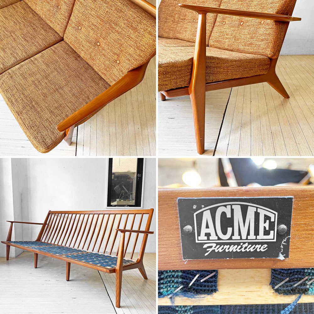 アクメファニチャー ACME FURNITURE デルマー DELMAR 3シーター 3人掛け ソファ ファブリック アッシュ材 廃盤 ★