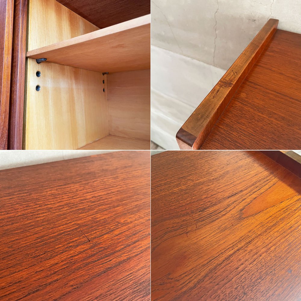 デンマークビンテージ Danish Vintage チーク材 キャビネット サイドボード ハイタイプ 4スライドドア＋3ドロワー W152cm 北欧家具 ♪