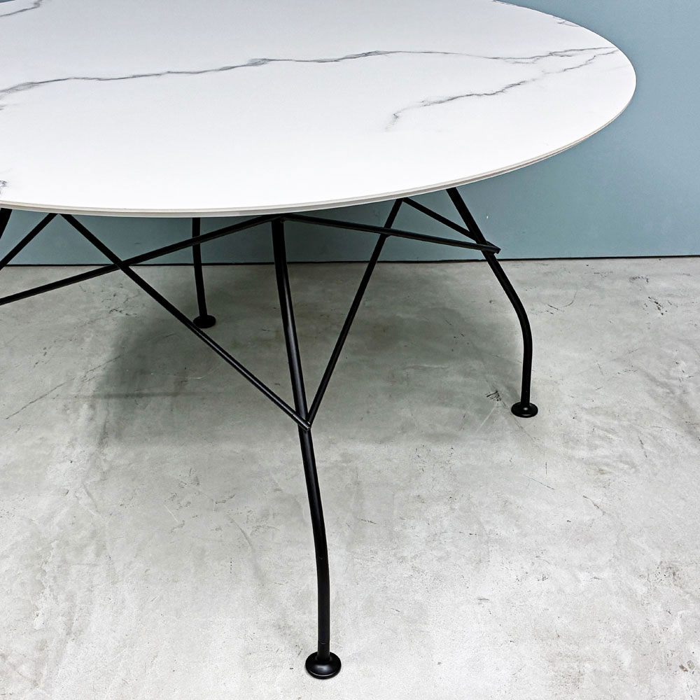 カルテル Kartell グロッシー GLOSSY ラウンドテーブル 118 アントニオ・チッテリオ 大理石調 セラミック モダン イタリア 定価￥458,200- ◎