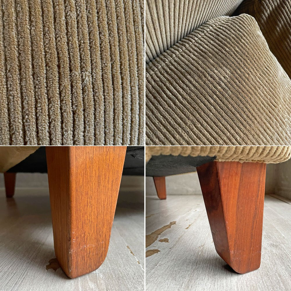 トラックファニチャー TRUCK FURNITURE FKソファ ジュニア FK SOFA Jr. 2シーター 2人掛け F-21 グリーンコーデュロイ フェザークッション ウォールナット無垢材 定価¥493,900-♪