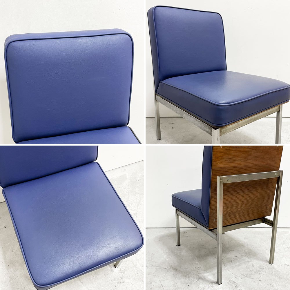 モリソン小林 カフェチェア ラウンジチェア 1P オーダーメイド家具 合皮 ブルーカラー スチール 店舗什器 A ●
