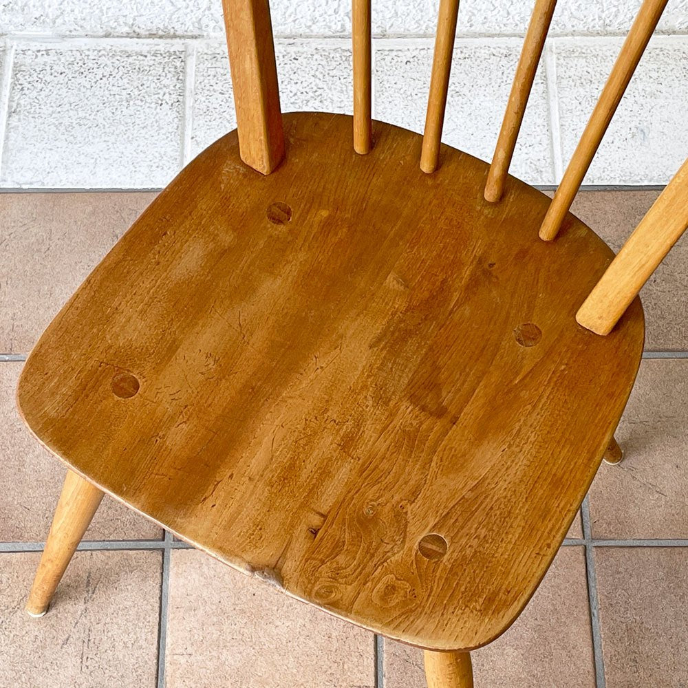アーコール Ercol フープバックチェア ダイニングチェア スポークバック エルム材 UKビンテージ ブルーラベル 英国家具 ◇