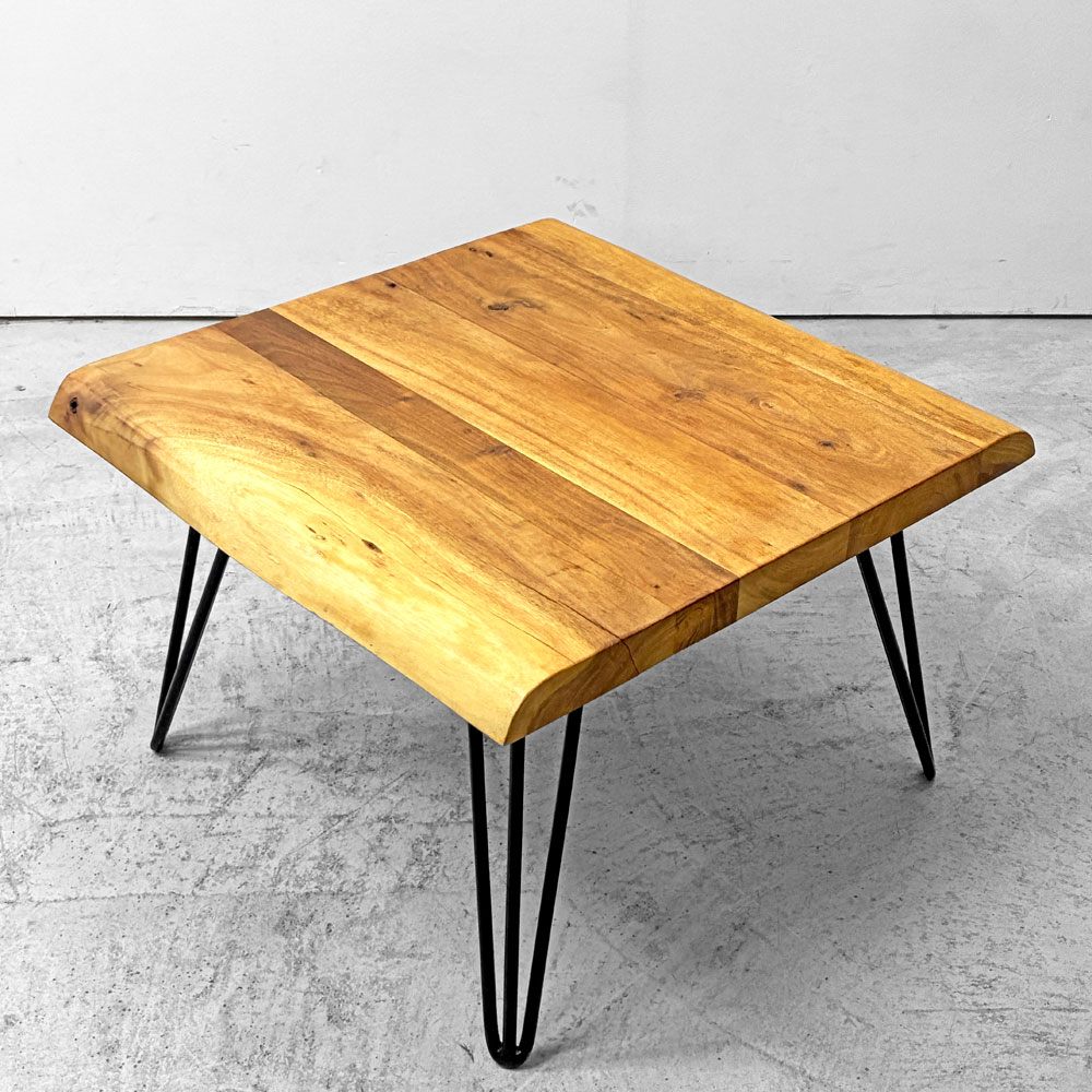 クラフト家具 Craft furniture 無垢材天板 ローテーブル ヘアピンレッグ 耳付き オーダーメイド ●