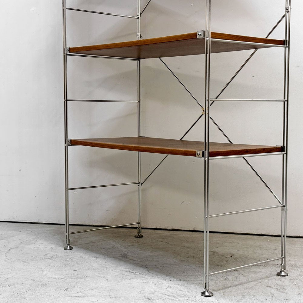 無印良品 MUJI ステンレスユニットシェルフ ウォールナット材 ワイド 大 棚板5枚 W86 × H175cm 1列5段 本棚 飾り棚 収納棚 定価36,900円 ●