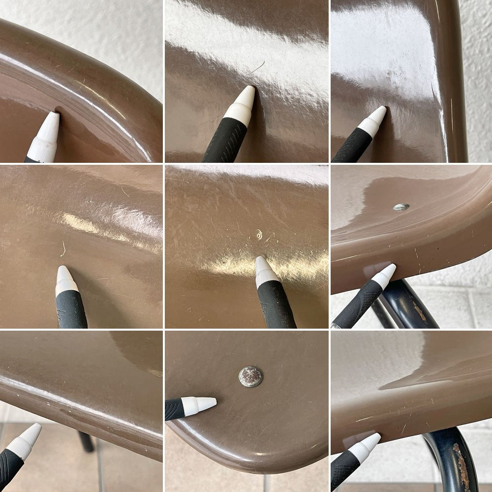 コトブキ KOTOBUKI スタッキングチェア FRP製 シェルチェア スチール脚 ブラウン 剣持勇デザイン ビンテージ ジャパニーズミッドセンチュリー B ◇