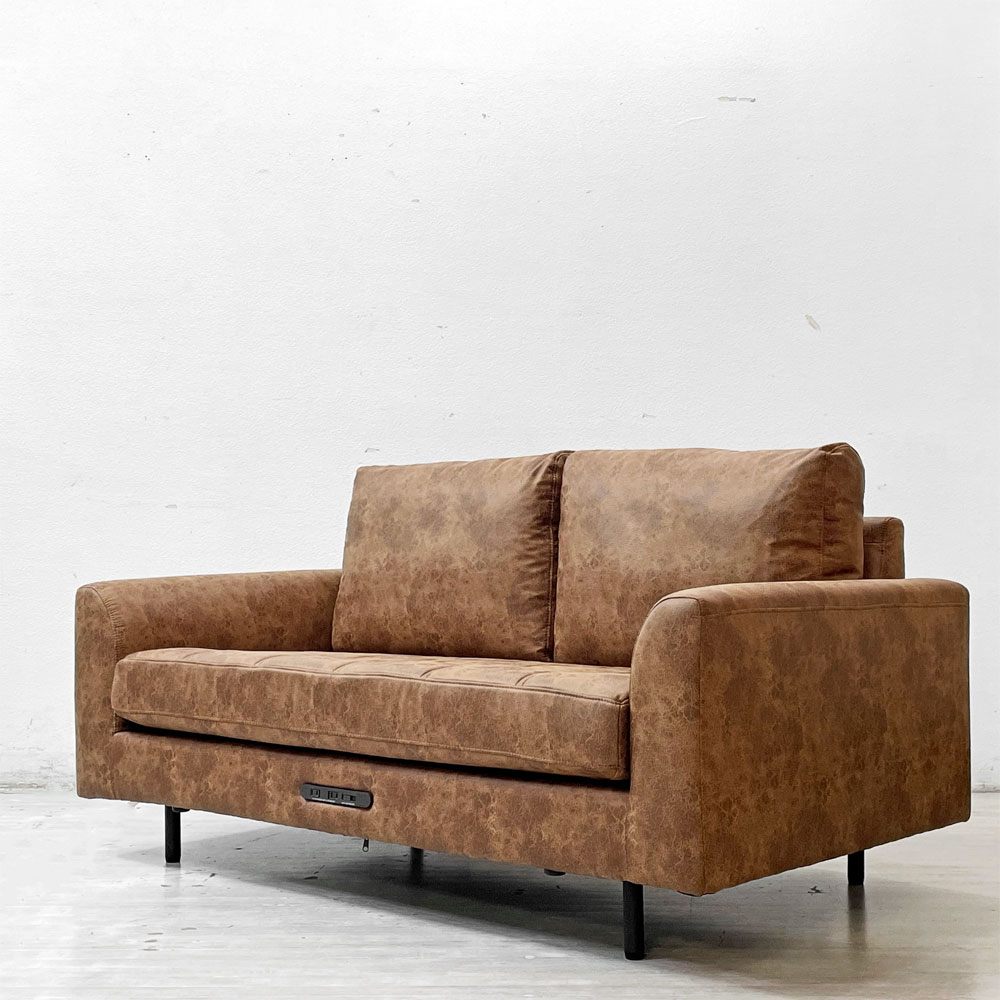 ジャーナルスタンダードファニチャー j.s.F ピーエスエフソファ PSF SOFA 2P W151cm 2人掛けソファ レザー調 USB充電 コンセント付属 箱付き ●