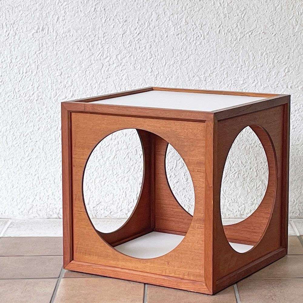 二葉家具 ビンテージ ハコテーブル チーク材 W40cm 原好輝 オープンシェルフ 自在家具 ミッドセンチュリーモダン 希少 B ◇