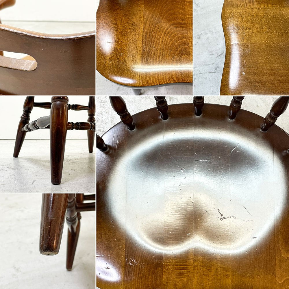 飛騨産業 HIDA キツツキ 穂高シリーズ キャプテンチェア アームチェア 木製肘付椅子 ウィンザースタイル 廃番 ●