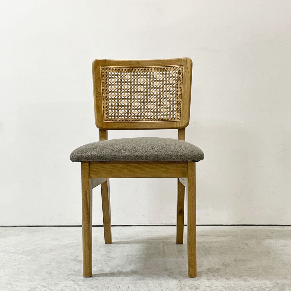クラッシュゲート CRASHGATE ノットアンティークス Knot Antiques ピケ PIKE チェア オーク材 ファブリック座面 ラタン チャコールグレー ビンテージスタイル ●