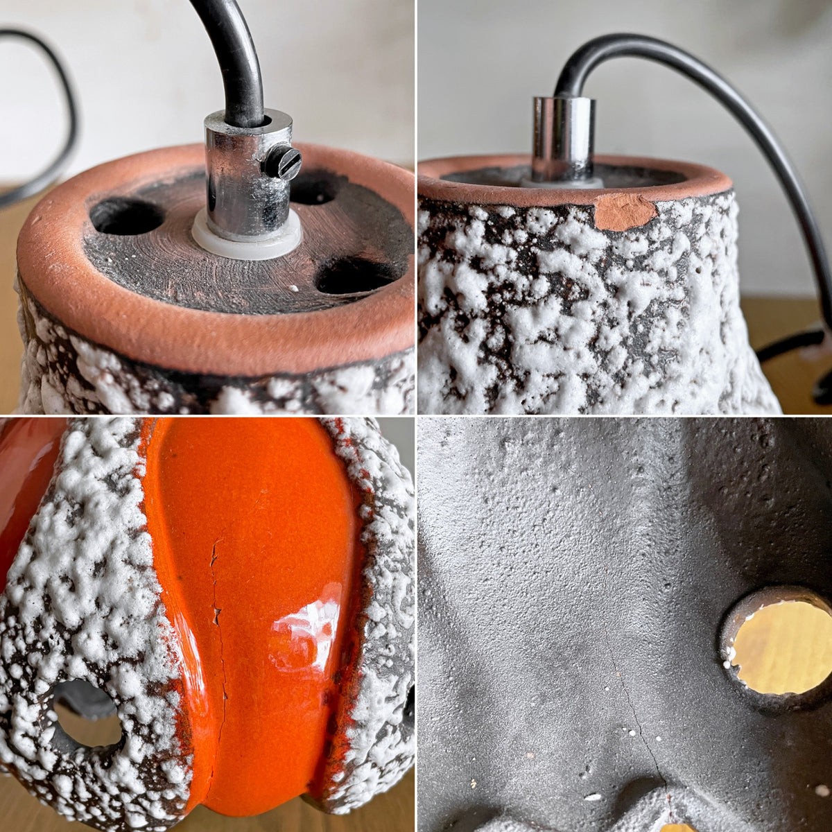 ファットラヴァ Fat lava ペンダントランプ ペンダントライト 陶製シェード セラミック 照明 Φ19cm 西ドイツ ビンテージ 希少 ■