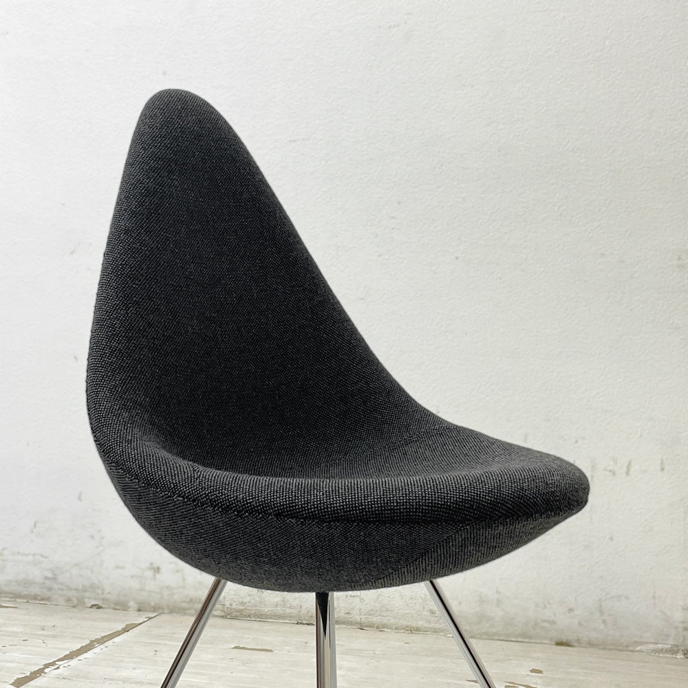 フリッツハンセン Fritz Hansen ドロップチェア DROP 3110 フルパディング ダークグレーファブリック アルネ・ヤコブセン 北欧 デンマーク ●