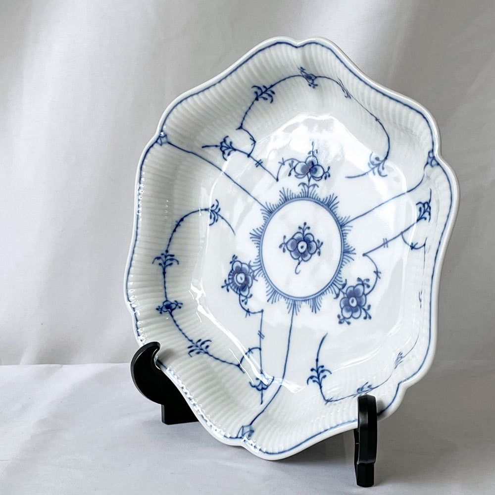 ロイヤルコペンハーゲン ROYAL COPENHAGEN ブルーフルーテッド プレイン 中皿 ディーププレート 21cm 六角 箱付 未使用品 ◇