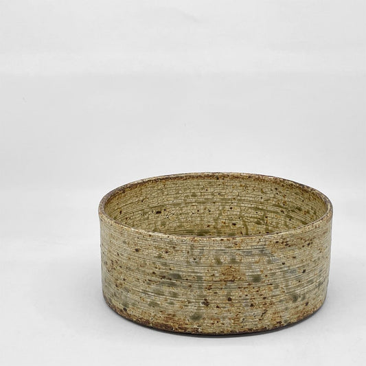 馬渡新平 ひび粉吹き 平鉢 W18cm ボウル 北海道 和食器 貫入 現代作家 ●