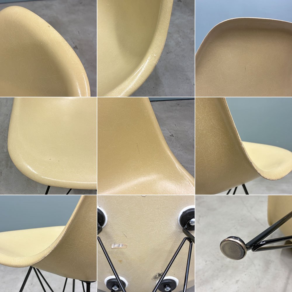 ハーマンミラー Herman Miller サイドシェルチェア セカンド 2nd ビンテージ FRP製 パーチメント エッフェルベース C&R イームズ ミッドセンチュリー ◎