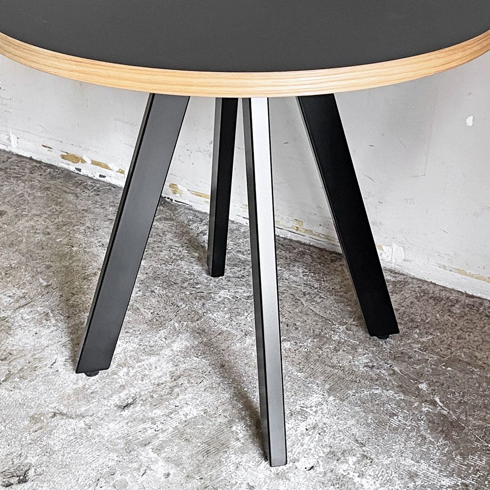 かなでもの KANADEMONO ザ・カフェテーブル THE CAFE TABLE Black Steel 4pin ラウンド Φ80cm リノリウム天板 ■