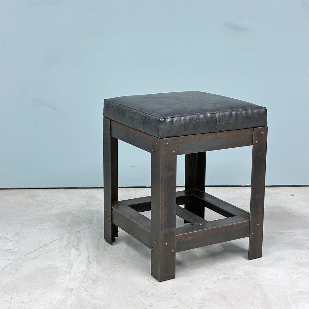 イデー IDEE アイアン スツール  IRON STOOL レザー 焼鋼 店舗什器 インダストリアルデザイン 特注品 A ◎